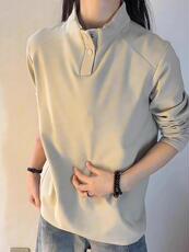 新款男士秋冬季纽扣德绒休闲长袖卫衣T恤上衣打底1008-WL803-P35，男装T恤，星座1008