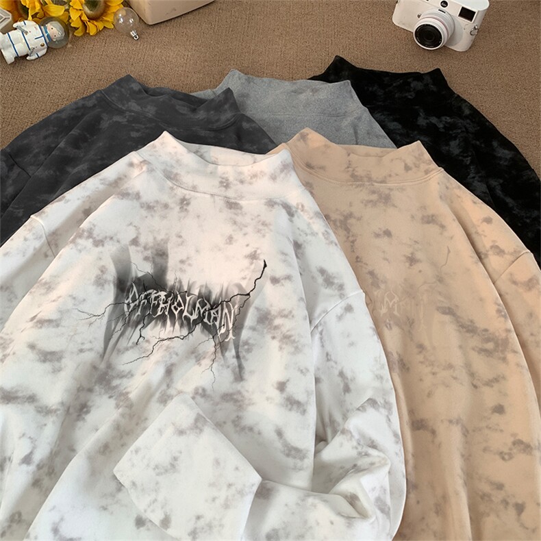 260克重磅扎染德绒半高领打底衫【有货】C403A-DR25507ZR-P25,男装T恤,电商C403A
