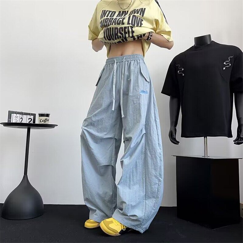 休闲裤男女韩版潮流阔腿裤帅气百搭宽松2025夏季ins长裤K6392-P43,男装休闲裤,星座412-3