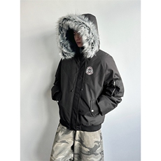 夹棉加厚棉衣烫花可拆卸毛领情侣工装派克服DT53085-TP120208，男装棉衣，电商A102