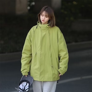 秋季户外防风防水冲锋衣男女2025新款宽松潮牌工装情侣款连帽外套图片