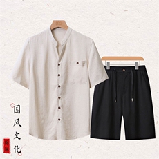 麻本衣黑色裤