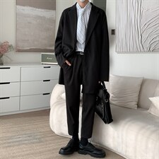 2026新中长款毛呢风衣西服两件套装/TZ01P155可单卖风衣95裤55，男装西服，电商D325