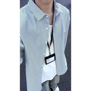 ins条纹衬衫男长袖春秋休闲衬衣港风高级感上衣宽松外套CSH238图片