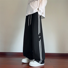 秋季新款刺绣休闲裤男宽松二条杠卫裤情侣长裤K7707-特P45控78，男装休闲裤，星座209-2