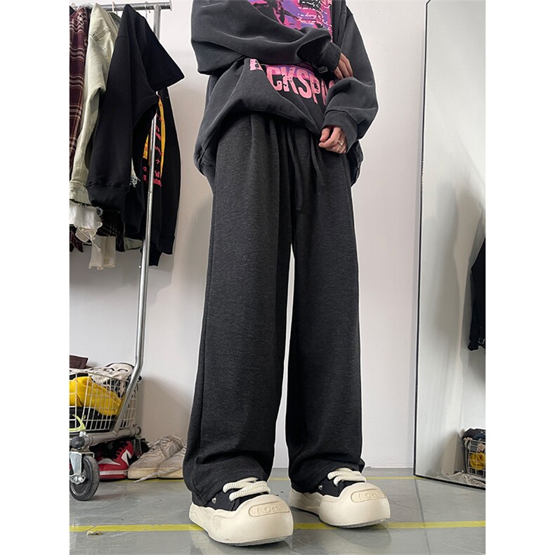 03宽松直筒糯米裤坠感灰色阔腿裤针织运动长裤XZ211-1-K2355-P60,女装休闲裤,星座211-1