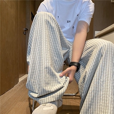 抖音品质春夏新款潮流格子宽松休闲冰丝裤B315-K25636-特p40控78，男装休闲裤，电商B315