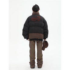 1506/QM510/P82冬季美式立领撞色棉服宽松短款休闲外套，男装棉衣，星座1506