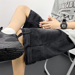 美式复古水洗牛仔短裤设计反穿裤子夏季五分裤男女D67111-P43图片