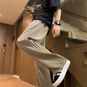 K153/P45高品质冰丝垂感美式条纹休闲裤男潮直筒百搭宽松大码西裤图片
