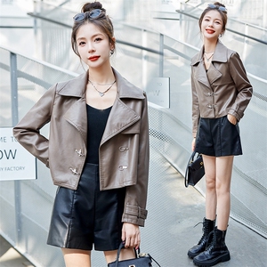 现货皮衣外套女2023年春季新款洋气减龄短款皮夹克潮图片