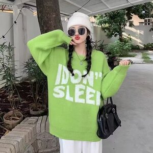 美式男女圆领针织衫百搭气质宽松情侣装毛衣秋冬外套MMY09 P47图片