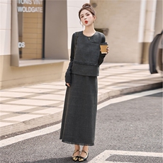 背心半身裙套装女秋季2025超火穿搭一整套气质减龄无袖上衣两件套，女装套装/套裙，浙宝029