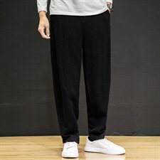 2021春秋季新款中国风男装亚麻休闲裤男复古大码宽松哈伦裤K031/P75，男装休闲裤，电商A008