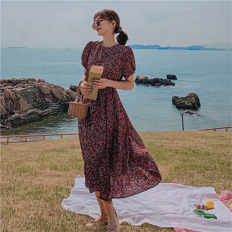 现货主推！2021夏季新款碎花连衣裙163-8800-P90-控138,女装连衣裙,拾菱