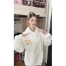 5341-P55原版立体刺绣口袋压线后包领情侣连帽卫衣薄款，女装卫衣/绒衫，星座617A-2