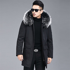 中年爸爸装脱卸兔毛内胆派克服上衣拆卸银狐毛领外套ALXB809-P860，男装中老年男装，电商B212（原钱塘6029）