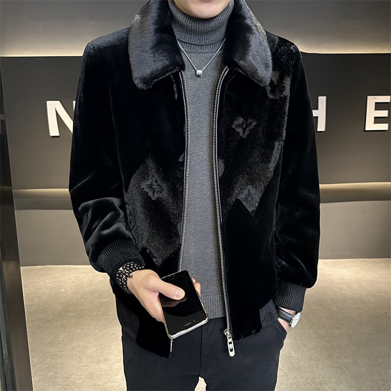 男士商务休闲纯色夹克金貂绒保暖外套中年时尚上衣ZX8928-P230,男装夹克,星座1105-3