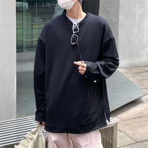 2026春装肌理感男士长袖T恤潮流男袖子纽扣设计 W56681/特P35 黑7图片