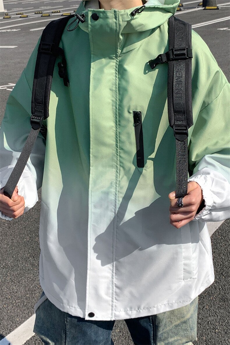 2025港风山系防水冲锋衣渐变色夹克男：聚酯纤维JK77088P85控,男装夹克,星座227-7