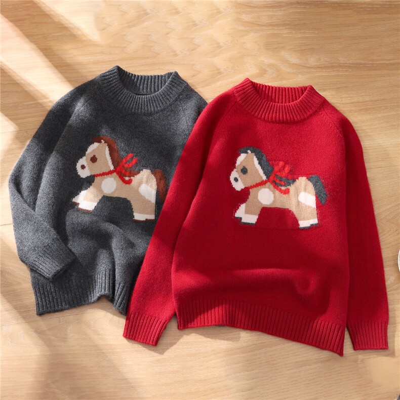 2026新年款女童半高领加厚羊毛衫男童保暖大小童打底衫，童装卫衣/绒衫，联起羊绒