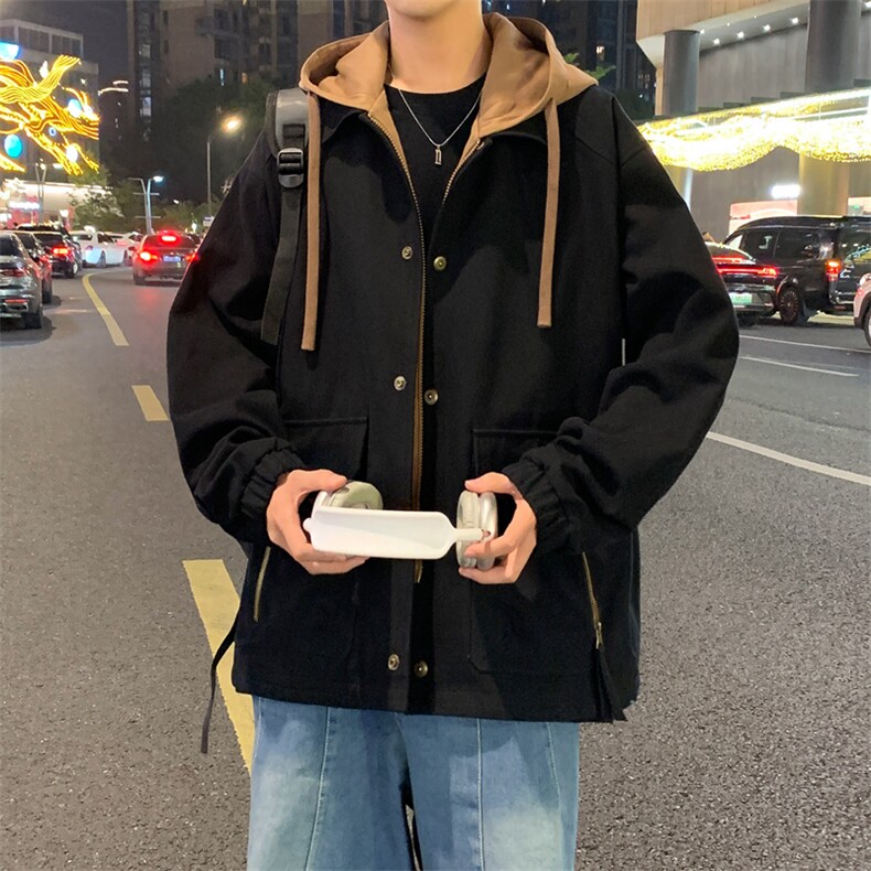 新款秋季夹克男工装青少年户外宽松大码外套情侣冲锋衣JK0197-P93,男装夹克,星座308B-2