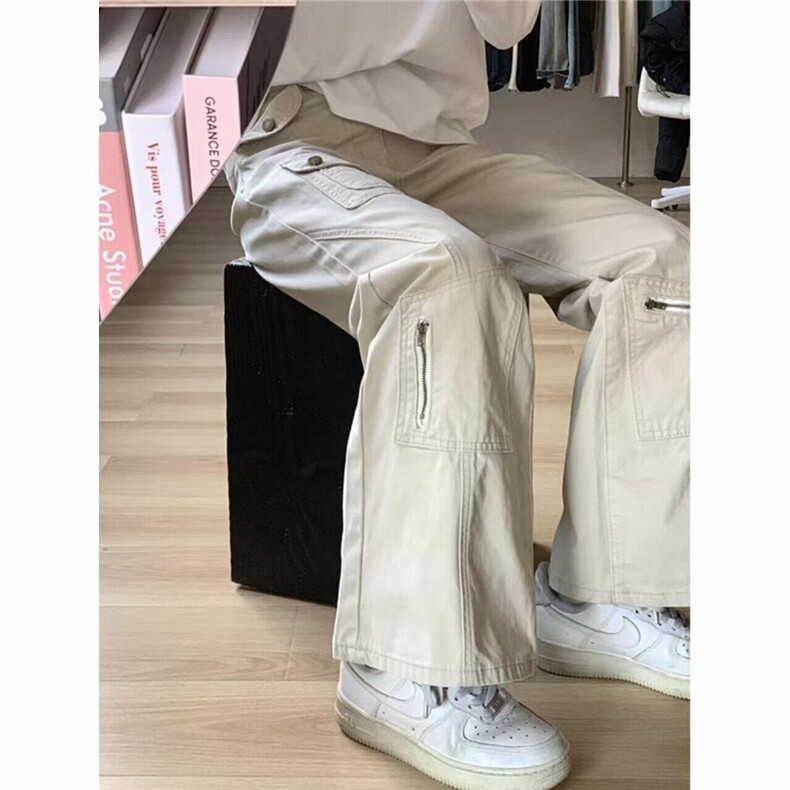 黑色多口袋拉链微喇牛仔裤男款夏季薄款美式复古长裤子显瘦工装裤,男装牛仔裤,星座603-2