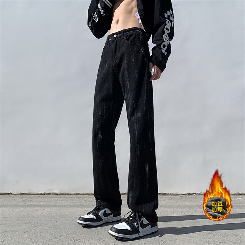 B221美式ins高街加绒加厚牛仔裤LK23040-P60控78加绒P70控98,男装牛仔裤,电商B221