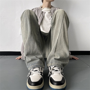 美式高街牛仔裤男韩版潮帅气2024冬季新款ins宽松长裤RK1233-P41图片