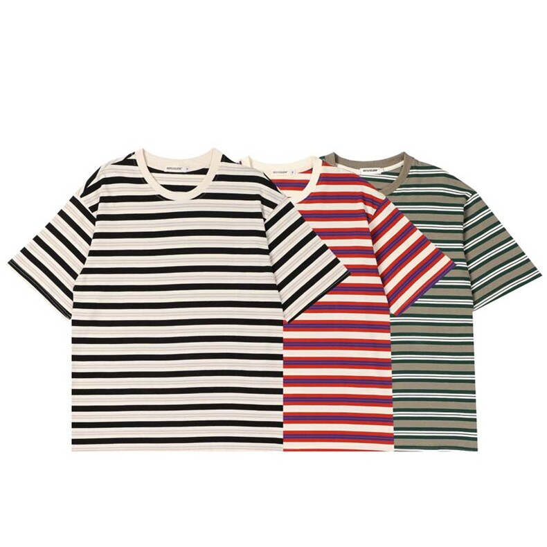 三色高克重条纹T恤T145-P48，男装T恤，星座702-1