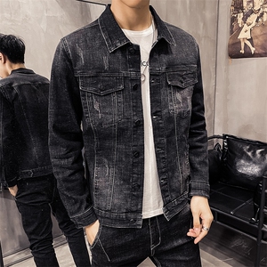店主风新款牛仔外套男装韩版潮流修身春秋季衣服帅气夹克8198图片