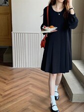 春季新品·韩风压褶连衣裙，女装连衣裙，Hello Tina