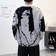 秋冬拉链开衫毛衣外套男半高领拼色渐变青少年宽松学生针织衫889，男装针织衫/毛衣，星座506