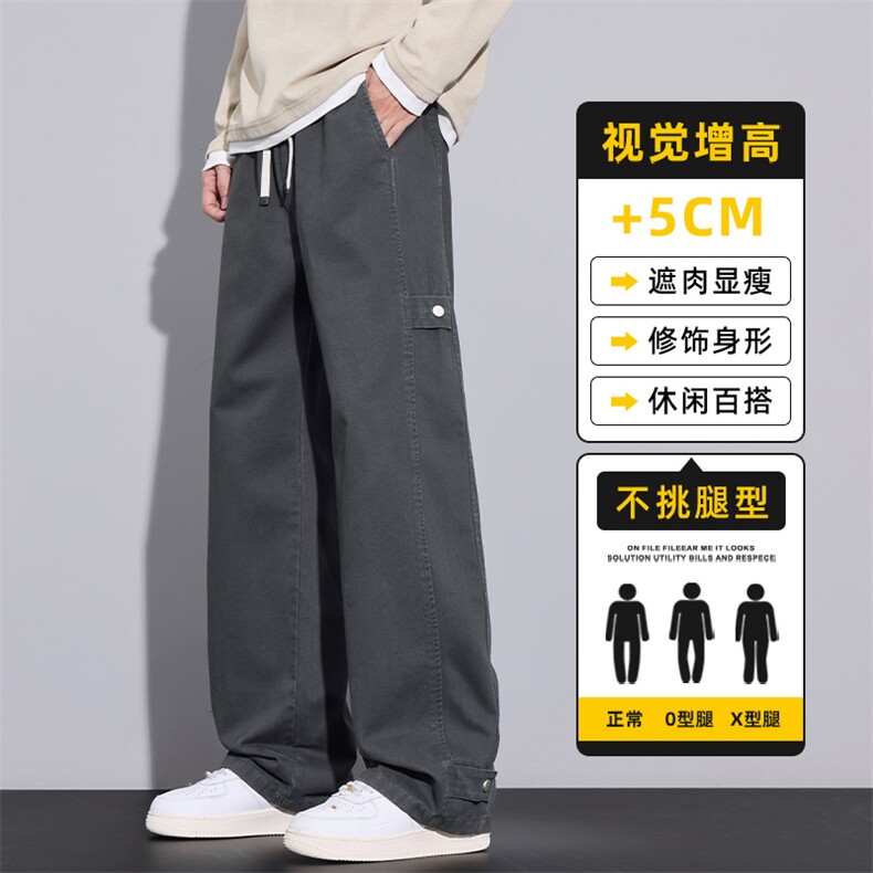 裤子男款秋款新款宽松直筒垂感显高秋季纯棉工装长裤Z2562-P50,男装工装外套,星座509