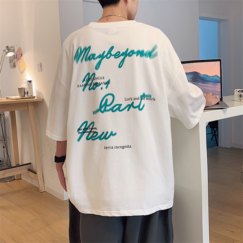 夏季220克重磅纯棉美式潮牌宽松短袖t恤情侣款A409-1，男装T恤，电商A409-1