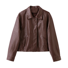 2025秋装新款简约时尚潮流摩登皮衣外套，女装皮衣，魅丽静蓝