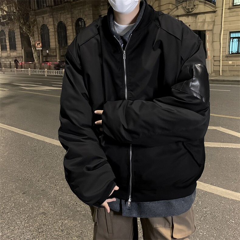 小众拼接设计翻领假两件潮牌夹克外套男女宽松春秋新款飞行棒球服,男装夹克,星座505-2（原电商A260-1)
