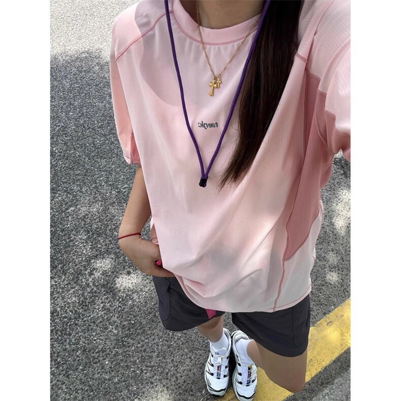 网图夏季轻薄透气凉感冰丝t恤速干短袖男女户外骑行半袖特P35,男装T恤,电商C306-1