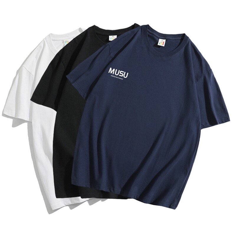 T003夏宽松五分半袖短袖中性风印花T恤衫外套个性男女TEE学生班服，男装T恤，星座115A-1