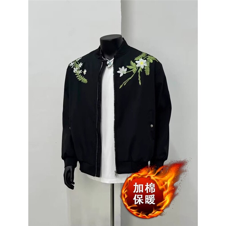 美式复古花卉刺绣排版飞行夹克JK2505-P80图片