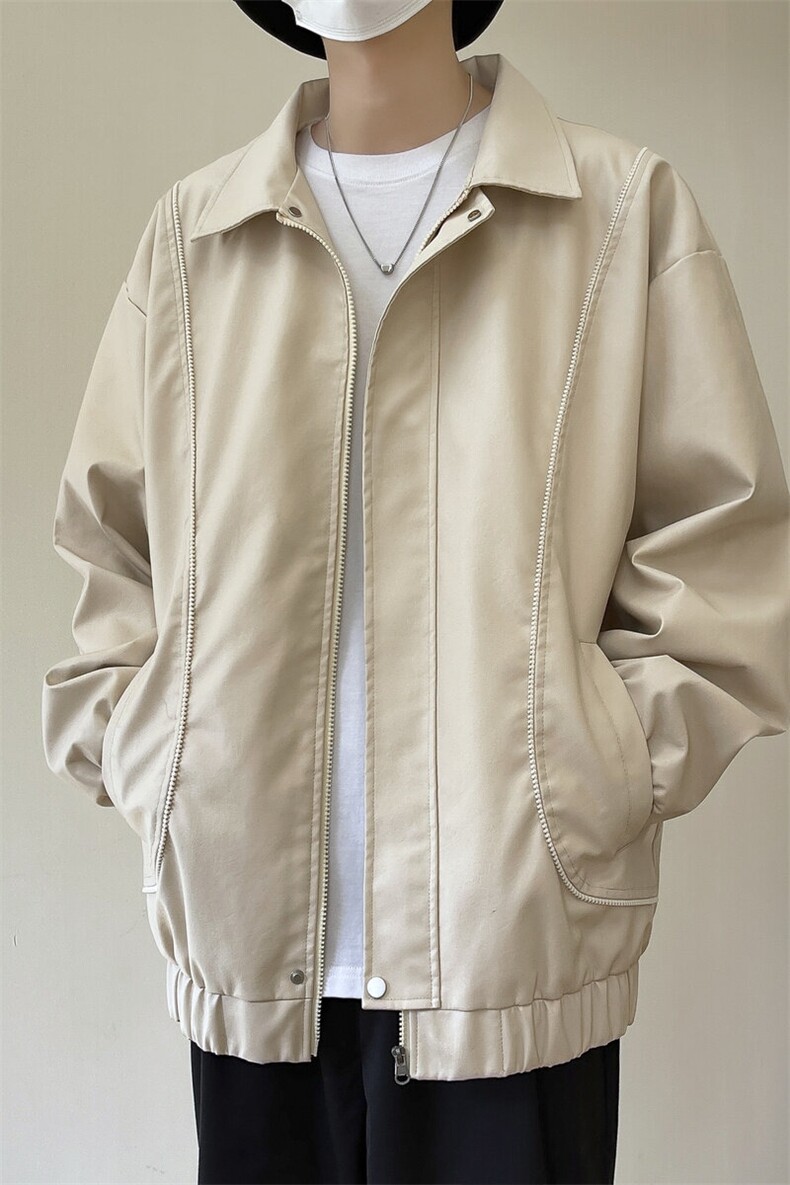 软皮衣服男士机车夹克翻领工装PU皮2025帅气短款JK2137-P80,男装夹克,星座210-1