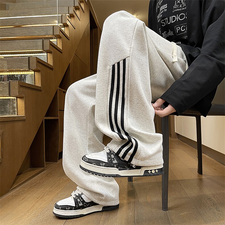 现货！秋冬男士高品质华棉宽松条纹运动裤休闲裤K82-p45-控78，女装休闲裤，星座617B