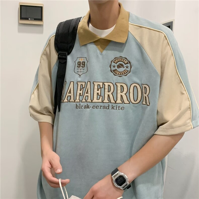 2023春夏季新款男休闲圆领短袖鹿皮绒T恤 P40图片
