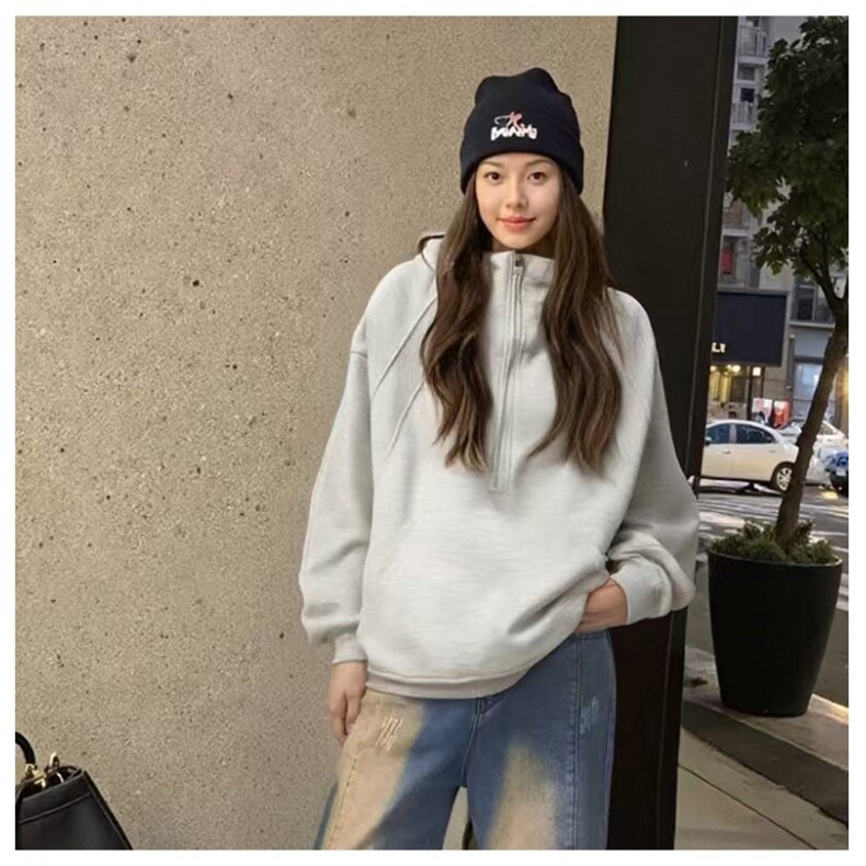 网图秋季重磅直播380克全棉拉链套头连帽卫衣外套AH908-P45,女装短外套,四季星座610B