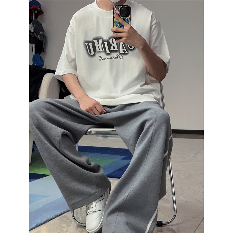 圆领字母模糊喷漆印花T恤短袖五分半袖打底衫XT22-P40控58,男装T恤,星座216(原A116)