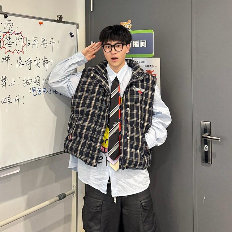美式格纹无袖马甲棉服宽松秋冬新款HY698-P78图片