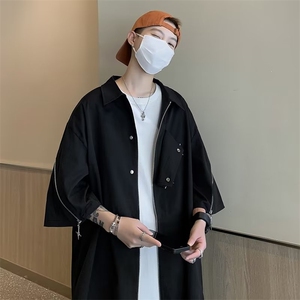 新款衬衫标准潮潮流原宿慵懒夏季五分袖简约日常青春流行气质图片