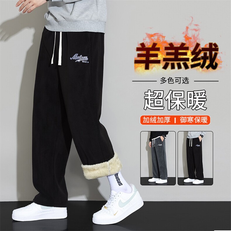 217-2-NK556-P45 冬季新款羊羔绒加绒加厚直筒休闲裤男大码卫裤图片