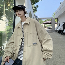XZ213-JK21-P75控88港风大码日系cityboy高级感翻领工装衬衫夹克，男装夹克，星座213
