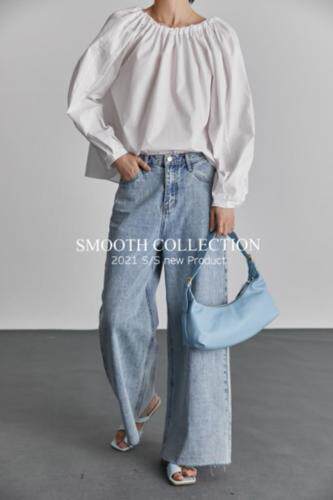 春季新品现货一字肩衬衣，女装，SMOOTH